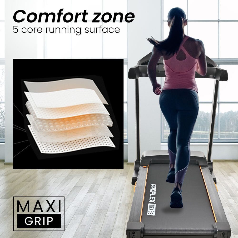 Proflex TRX9s Electric Treadmill, Large Size, 450mm Belt, 10-inch display, Foldable, Suspension, Auto Incline, WiFi, Bluetooth, Pulse Sensors