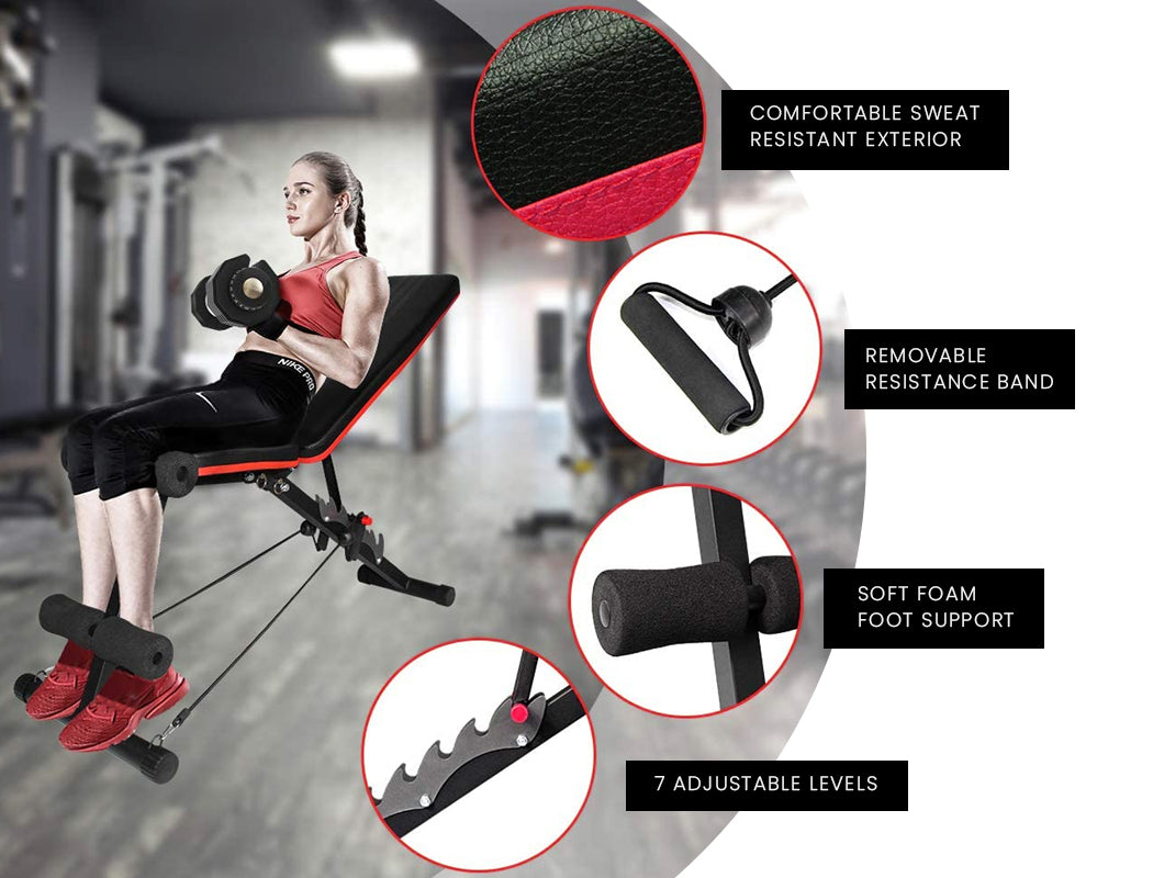 Adjustable 7-Level Weight Bench, 6-in-1, Space-Saving, Proflex