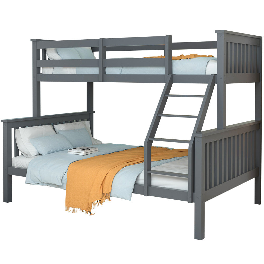 Solid Pine Convertible Bunk Bed Kids, Grey - Kingston Slumber