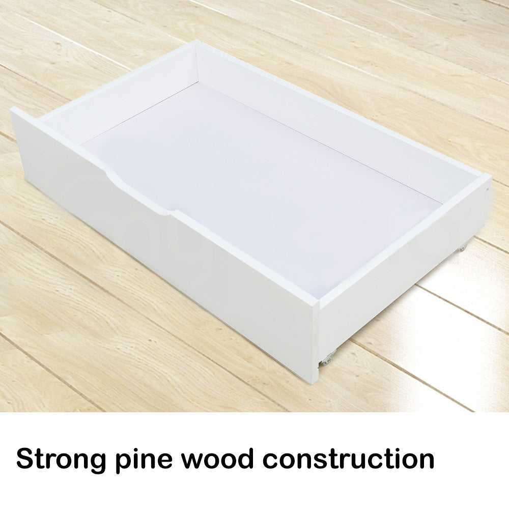 White Pine Under Bed Storage Drawers, 2x, Smooth Wheels - Kingston