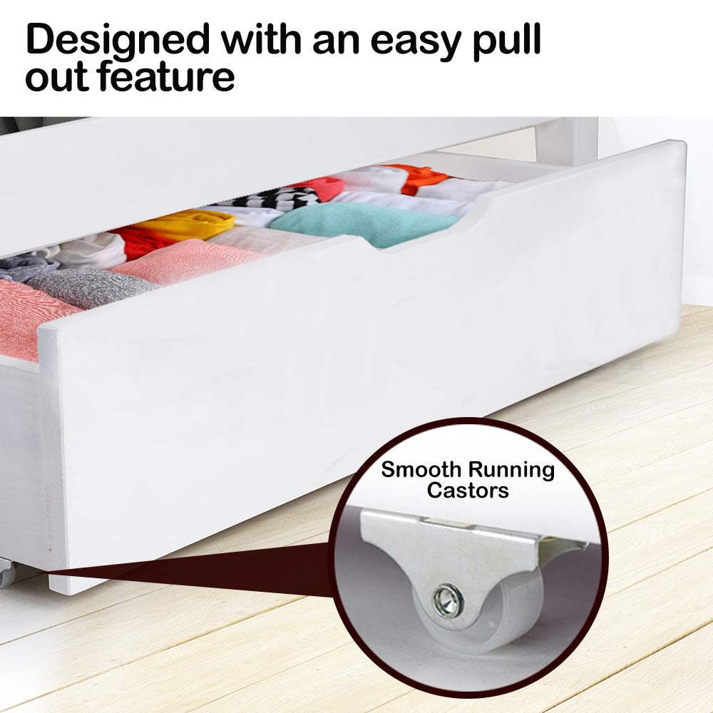 White Pine Under Bed Storage Drawers, 2x, Smooth Wheels - Kingston