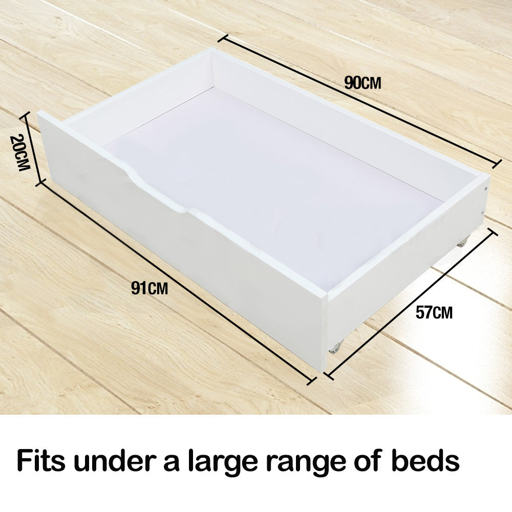 White Pine Under Bed Storage Drawers, 2x, Smooth Wheels - Kingston