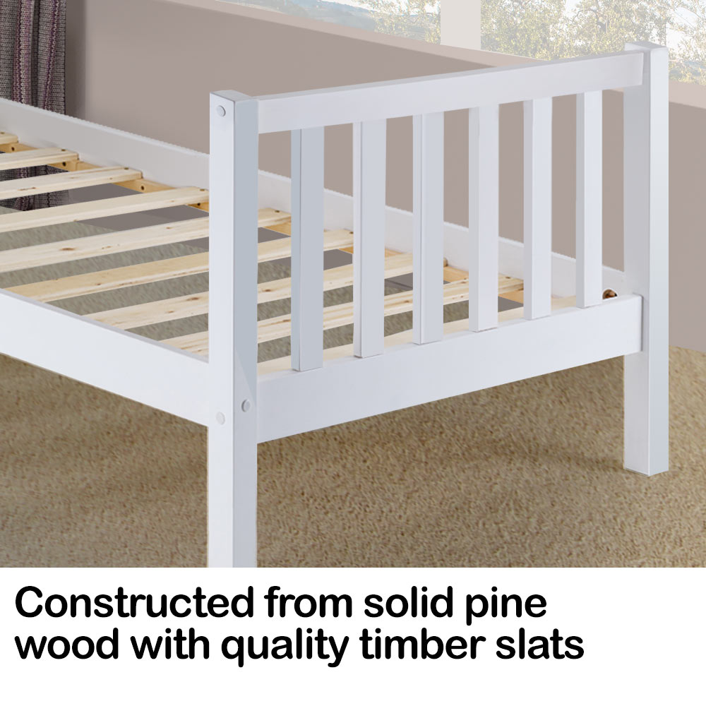 Kingston Slumber Single Wooden Pine Bed Frame Timber Kids Adults Contemporary Bedroom Furniture