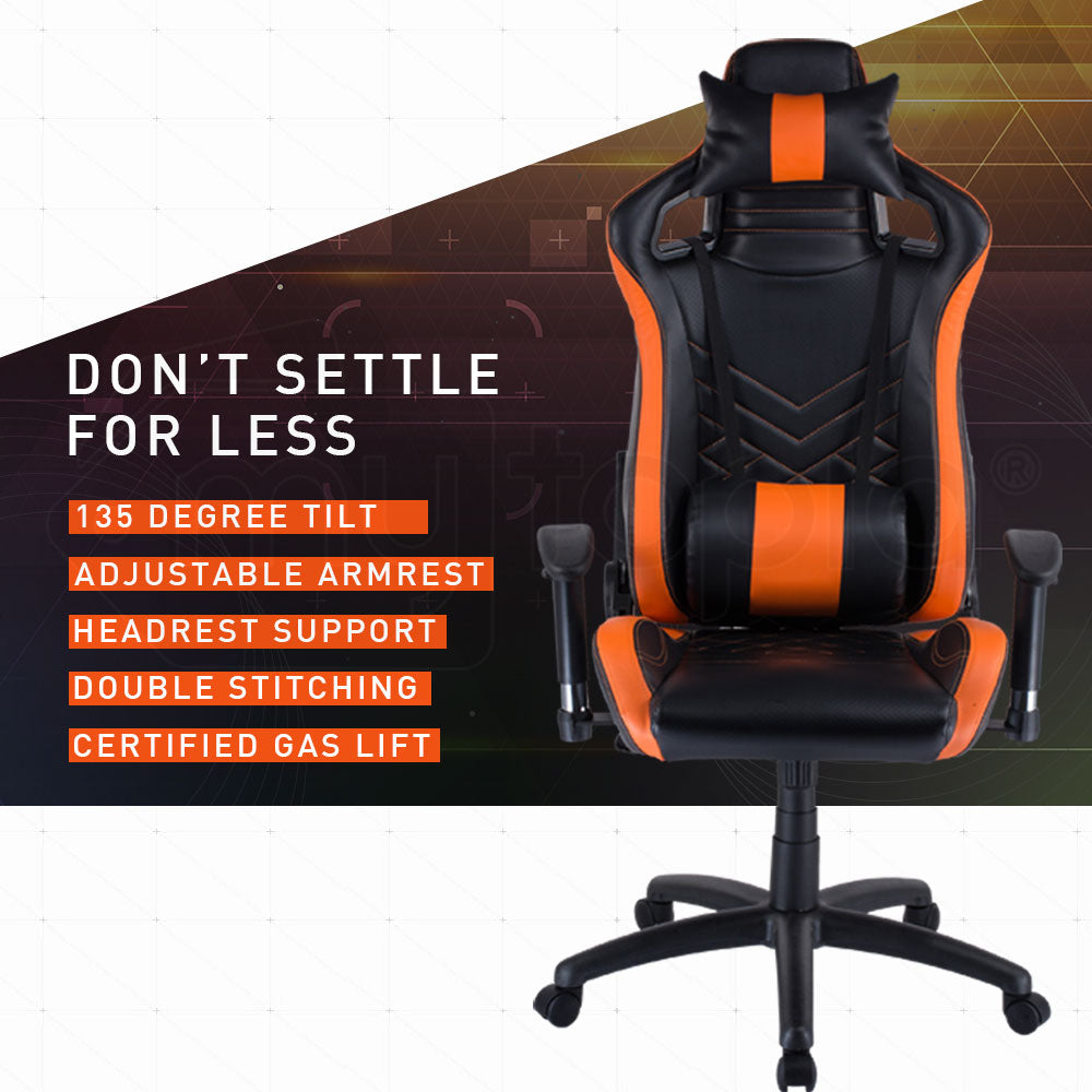 Overdrive Gaming Chair Office Computer Racing PU Leather Executive Black Orange