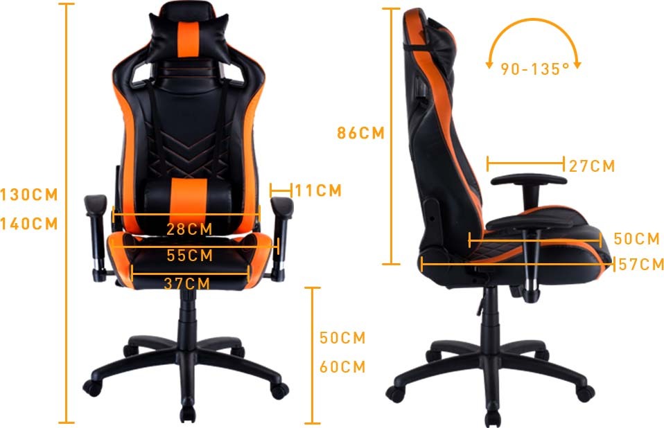 Overdrive Gaming Chair Office Computer Racing PU Leather Executive Black Orange