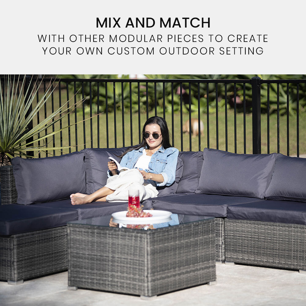 Grey Water-Resistant 1-Seater Modular Outdoor Sofa - London Rattan