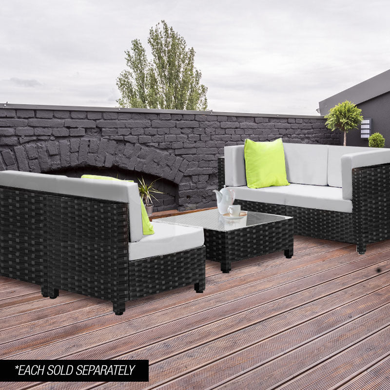 Dark Grey Outdoor Armless Sofa, Steel Frame - London Rattan