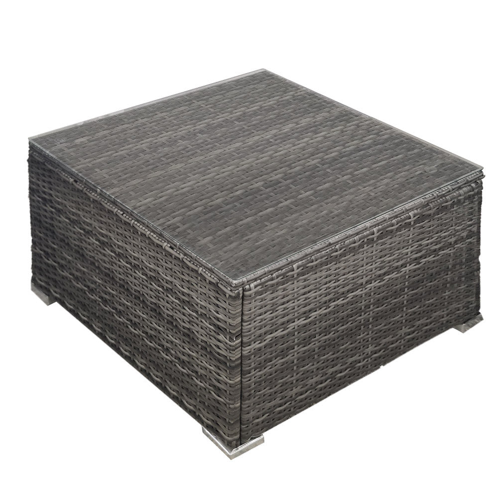 UV-Resistant Wicker Outdoor Coffee Table, Tempered Glass - London Rattan