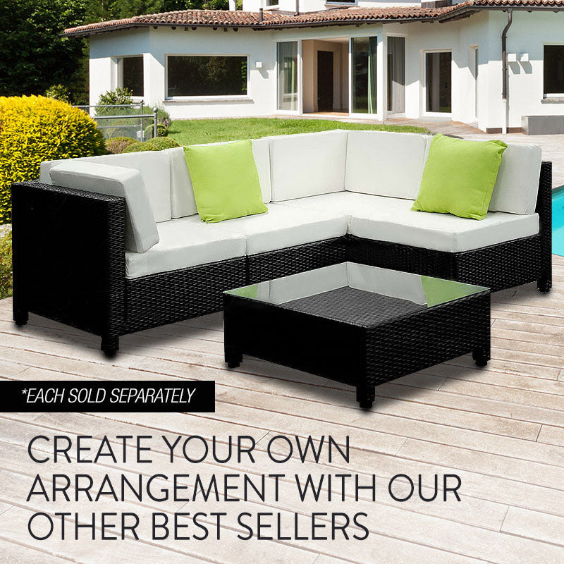 Comfy Black Steel Outdoor Ottoman with Cushion - London Rattan