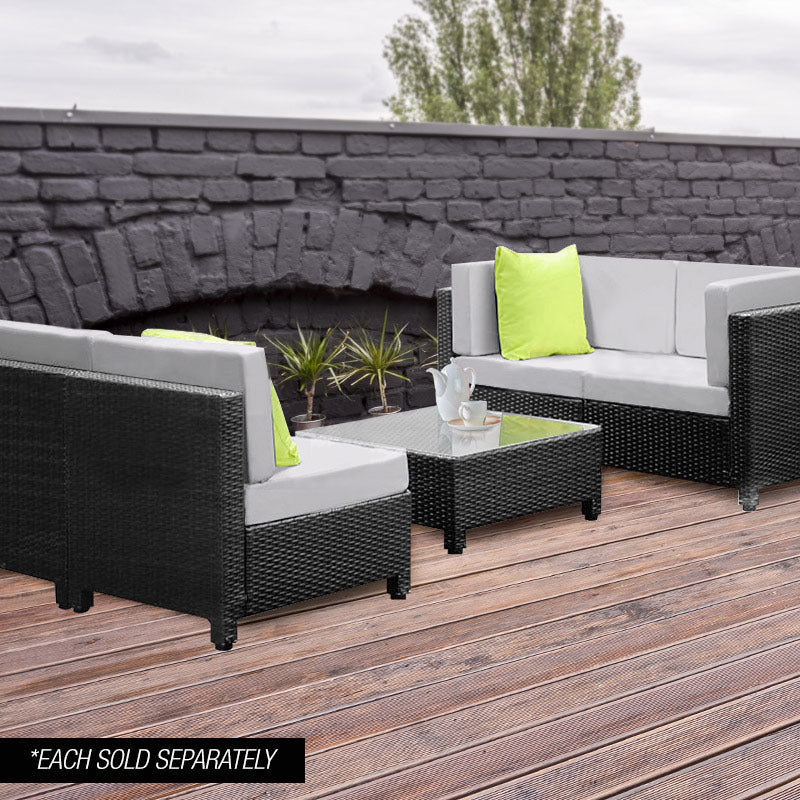 Comfy Black Steel Outdoor Ottoman with Cushion - London Rattan