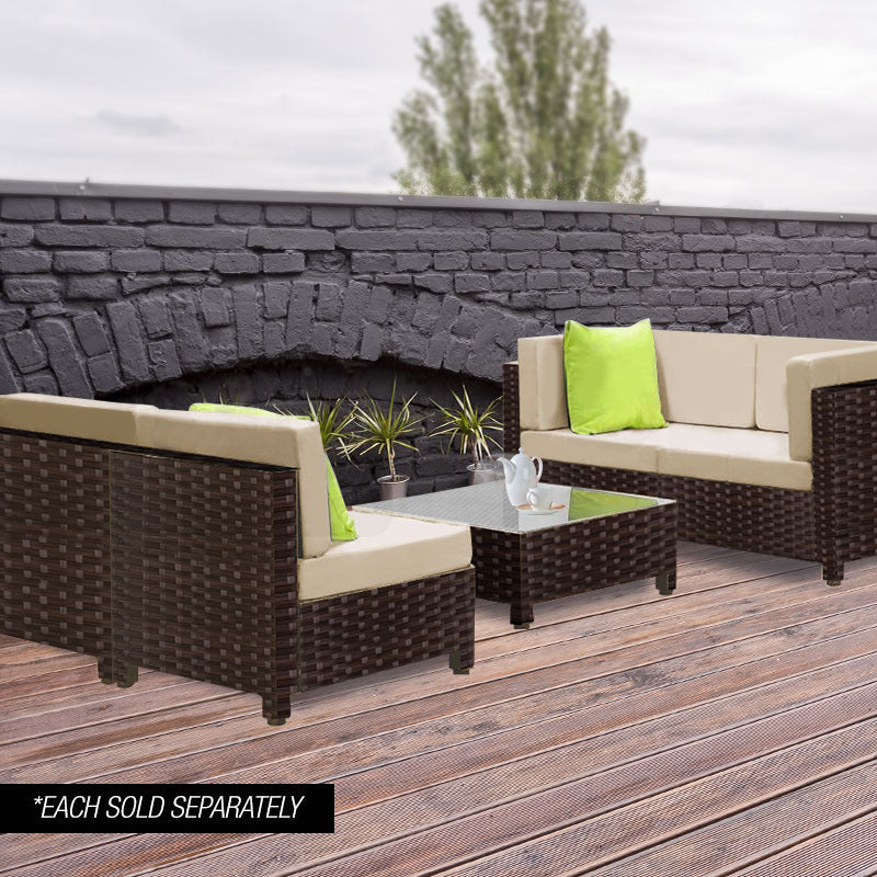 Outdoor Wicker Ottoman with Comfy Foam Cushions by London Rattan