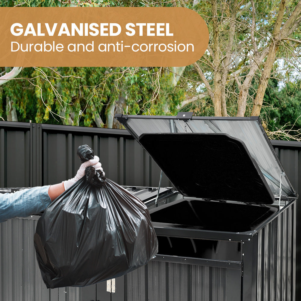 PlantCraft Double Steel Garbage Bin Storage Shed 2 Doors