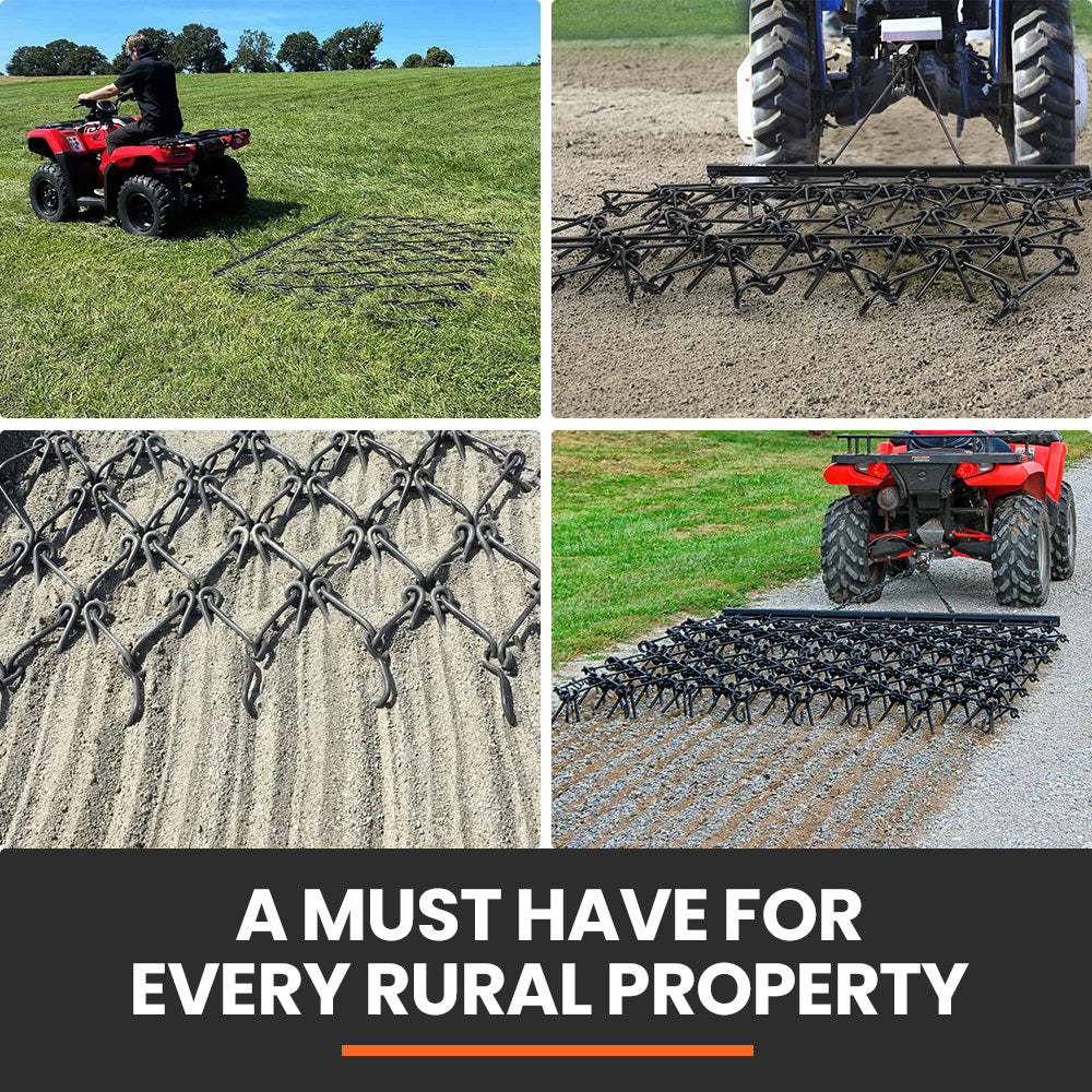 PlantCraft 1.4m Drag Harrow Rake for Ride-On Mower Lawn Tractor
