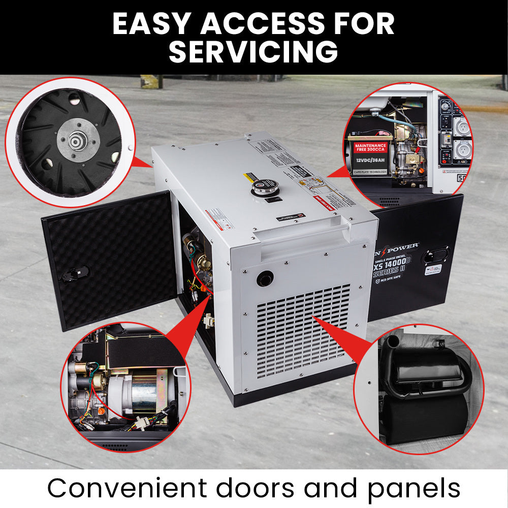 GENPOWER 8.4kW Peak 6kW Rated Single Phase Commercial Diesel Generator, RCD Safety Switch