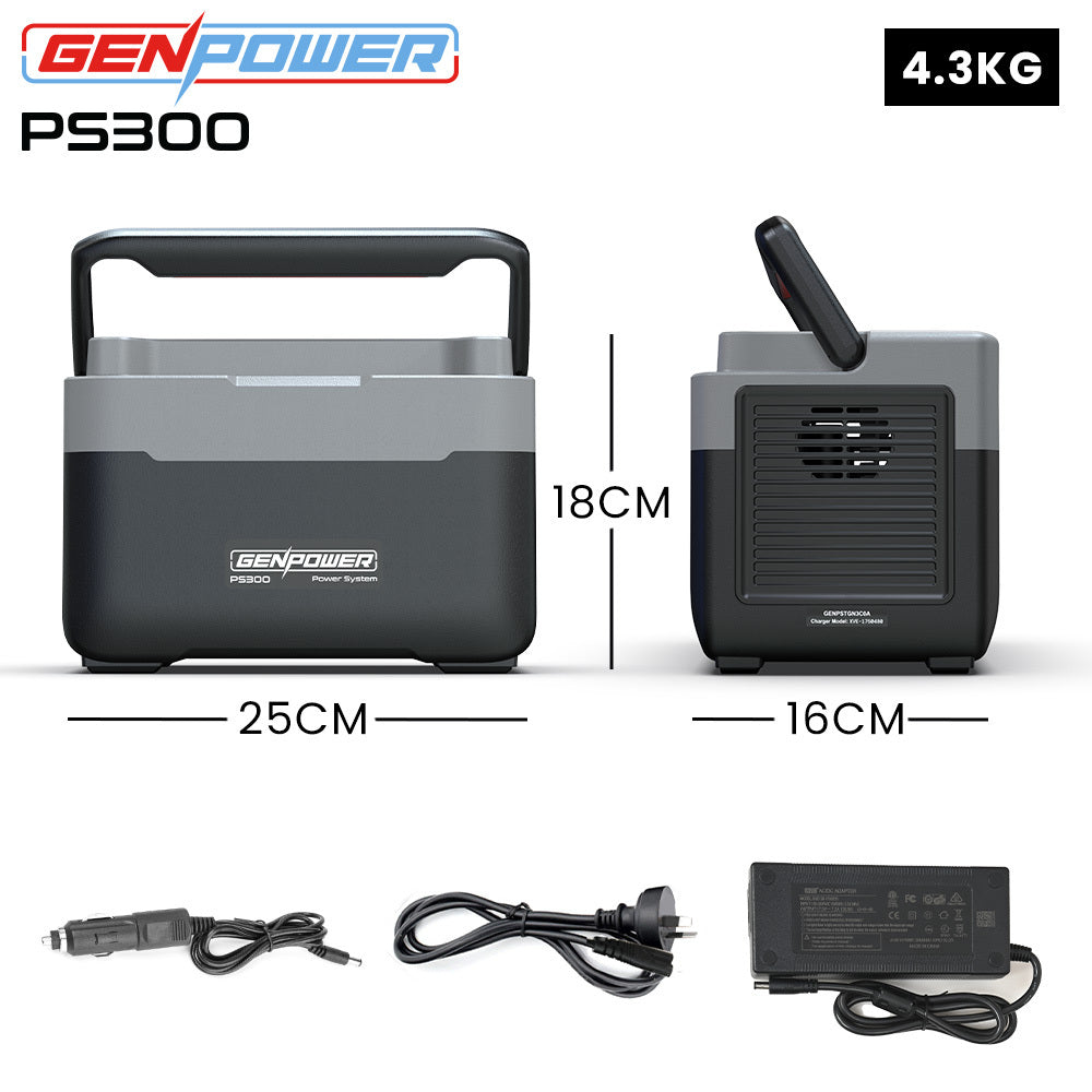 GENPOWER 300W Portable Lithium Power Station 288Wh LiFePo4 Wireless Charger Camping
