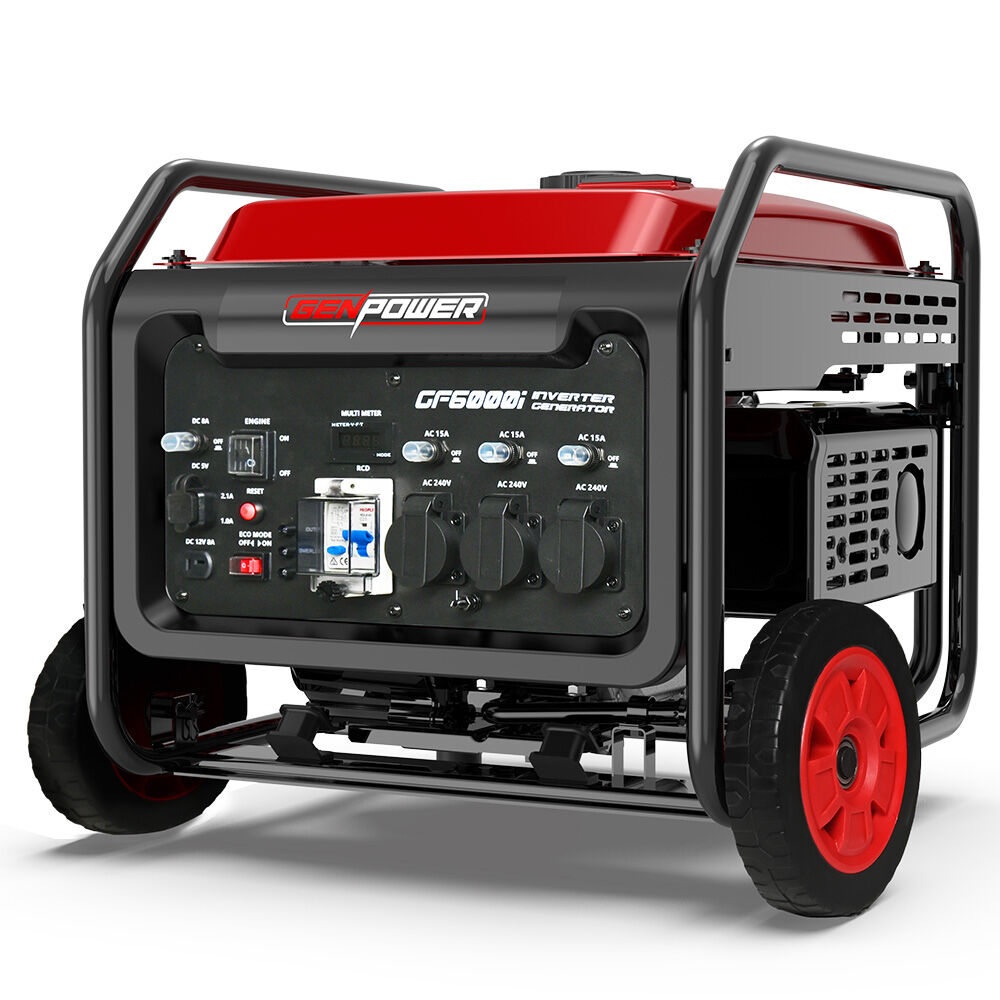 GF6000i 6kW Open Frame Inverter Generator Portable 15L Tank Wheels RCD