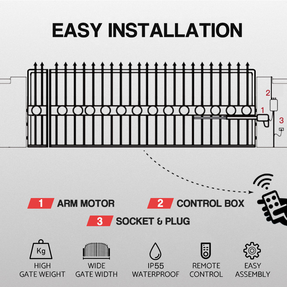 Heavy-Duty Automatic Gate Opener 450KG 3.5M Remote E-GUARD