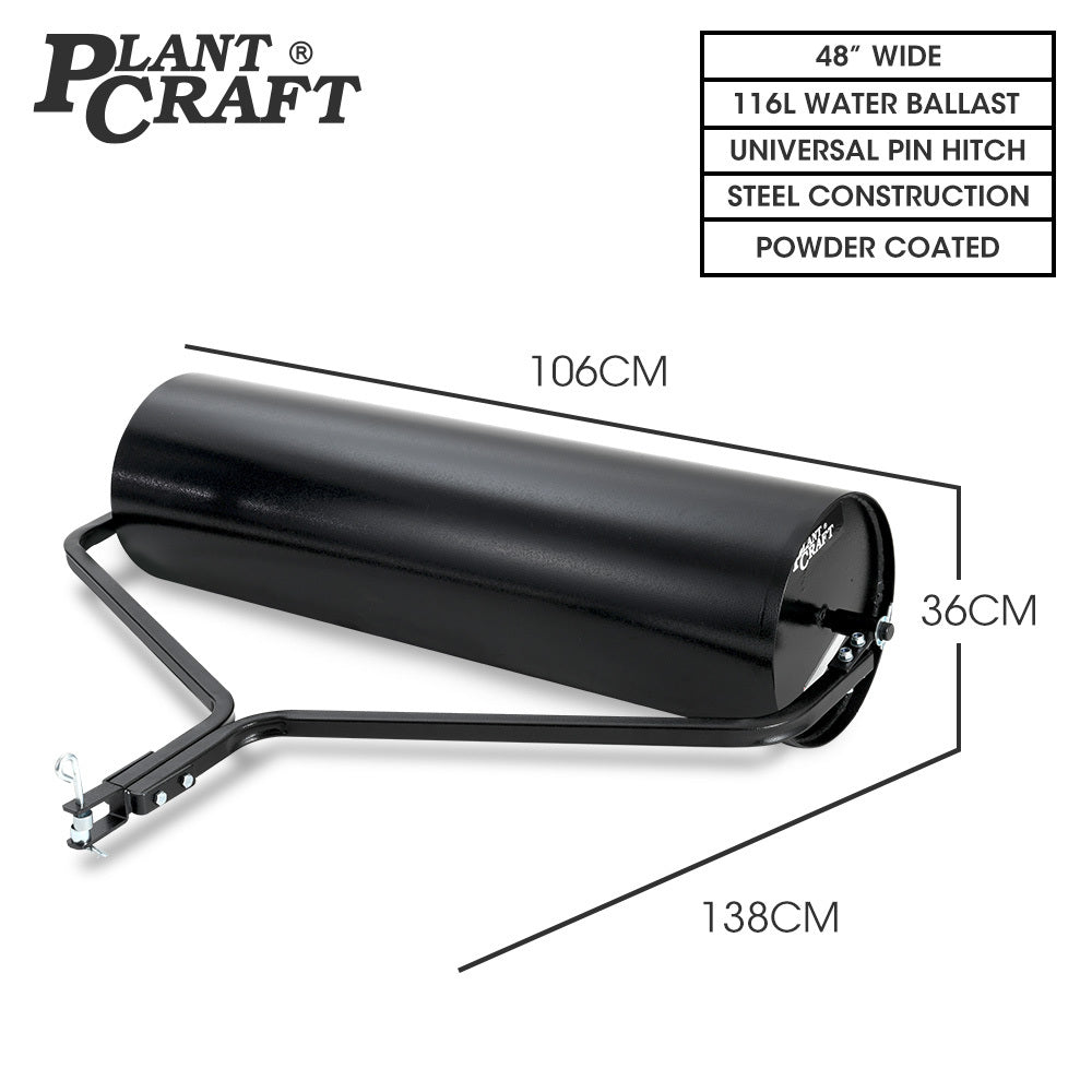 PlantCraft 48" 116L Tow-Behind Lawn Roller Water/Sand Fill