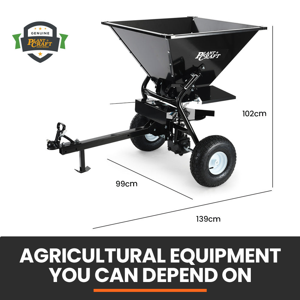 PlantCraft 160L Tow-Behind Broadcast Spreader Heavy Duty 158kg Load