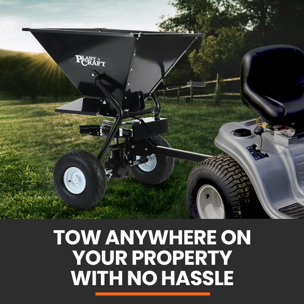 PlantCraft 160L Tow-Behind Broadcast Spreader Heavy Duty 158kg Load