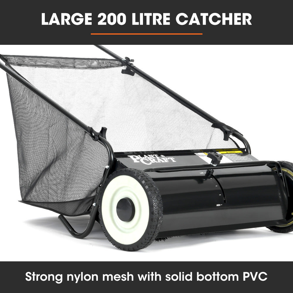 PlantCraft 66cm Push Lawn Sweeper 200L Leaf Collector