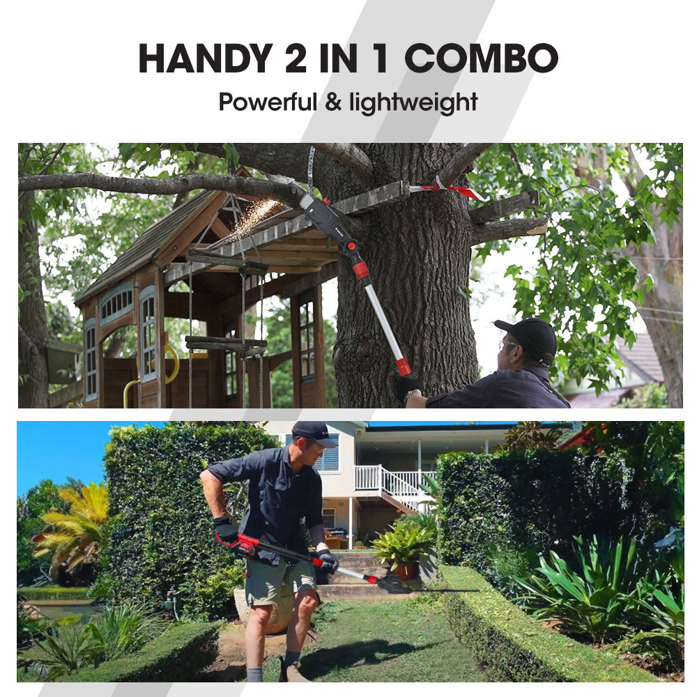 SYNC 20V Cordless Pole Saw & Hedge Trimmer Combo 8" Chainsaw Pruner Telescopic Handle