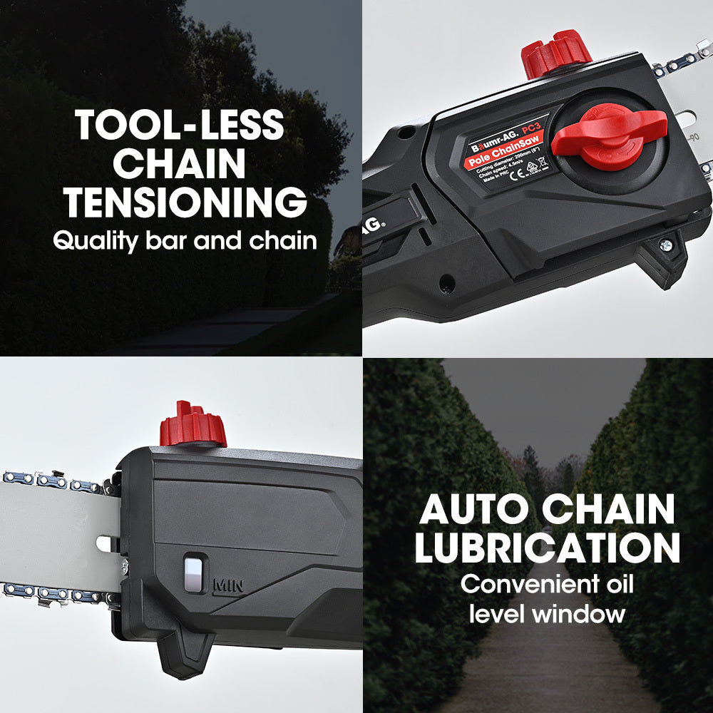 SYNC 20V Cordless Pole Saw & Hedge Trimmer Combo 8" Chainsaw Pruner Telescopic Handle