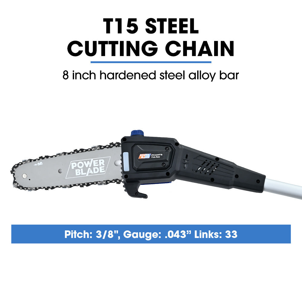 PowerBlade 20V Cordless Pole Saw & Hedge Trimmer Combo 8" Chainsaw 20" Hedger Telescopic Handle