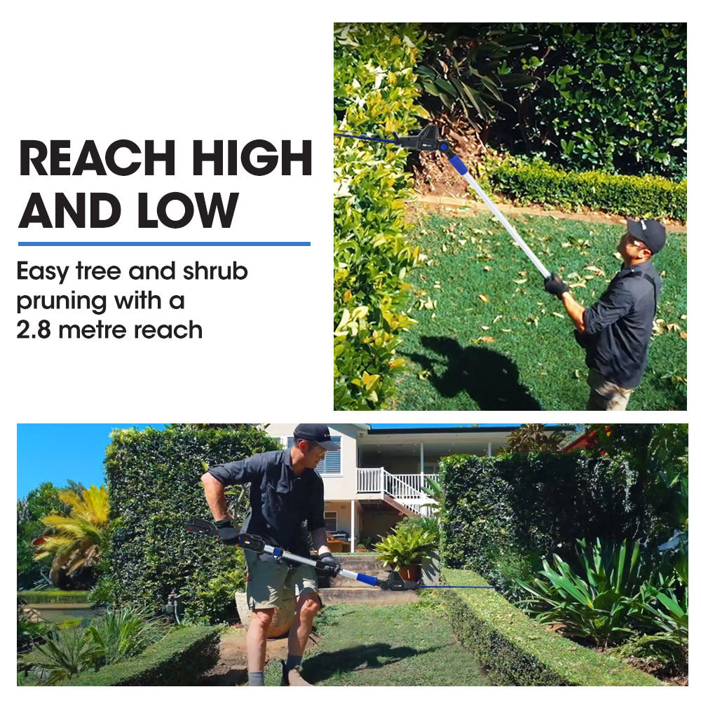PowerBlade 20V Cordless Pole Saw & Hedge Trimmer Combo 8" Chainsaw 20" Hedger Telescopic Handle