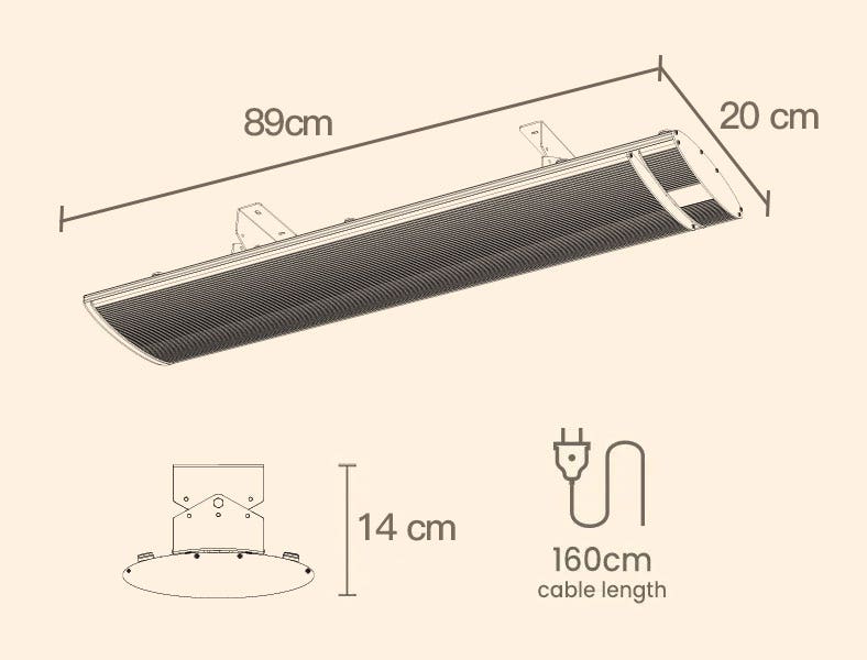 1800W Splash Resistant Radiant Strip Heater, BIO