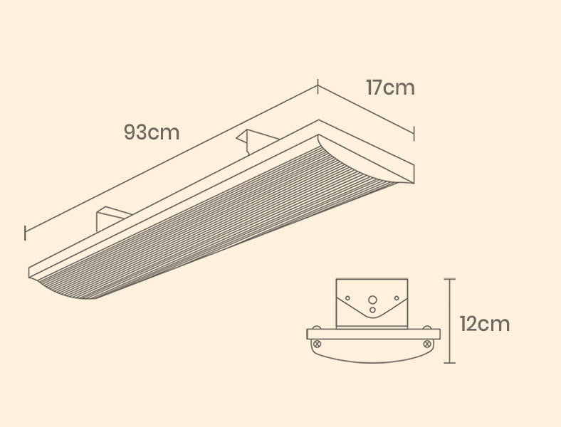 1800W Silent Electric Outdoor Strip Heater, Anodised Aluminium