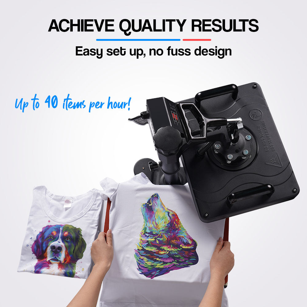THERMOMATE 38x29cm 5-in-1 Heat Press Machine T-Shirt Mug Cap Plate