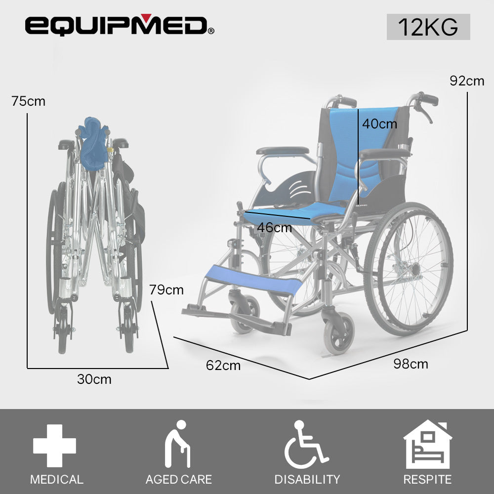 SmartLine 20" Folding Aluminium Wheelchair Blue