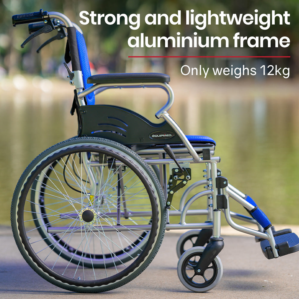SmartLine 20" Folding Aluminium Wheelchair Blue