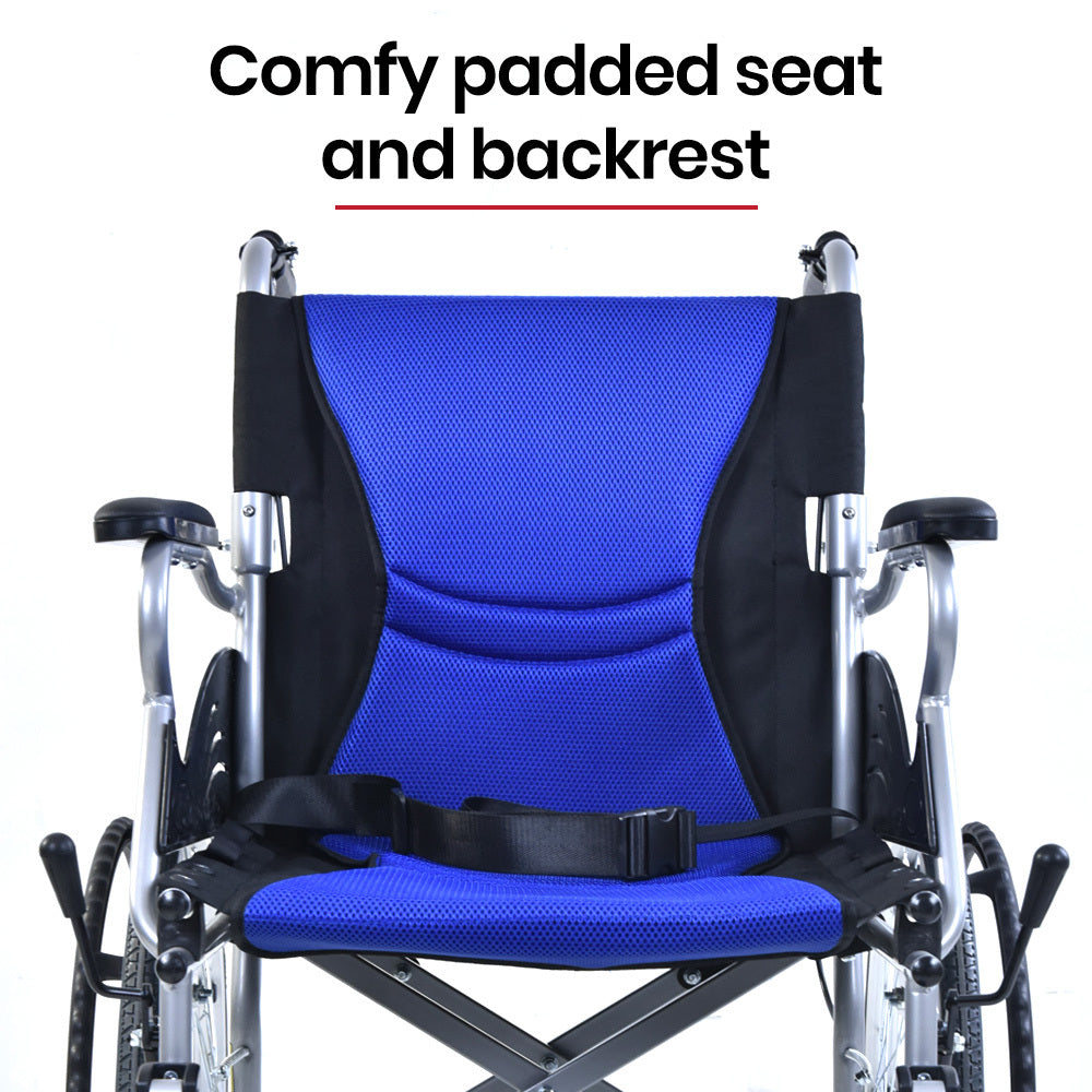 SmartLine 20" Folding Aluminium Wheelchair Blue