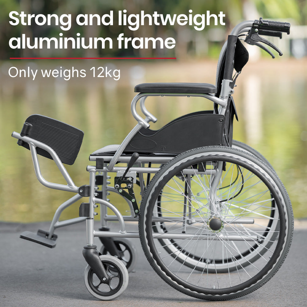 SmartLine 20" Folding Aluminium Wheelchair Grey/Black