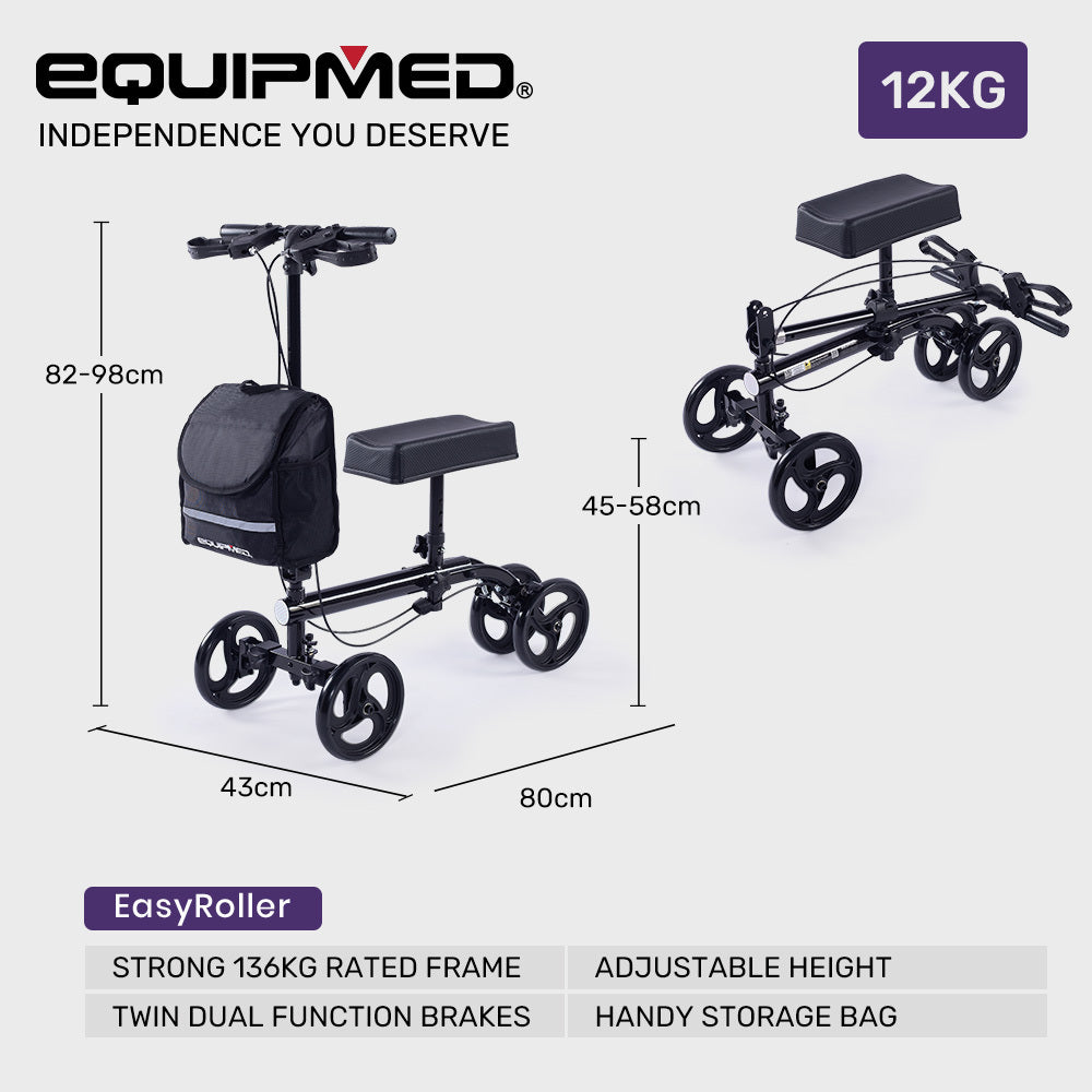Easy-Roller Knee Scooter Walker Dual Brakes Black