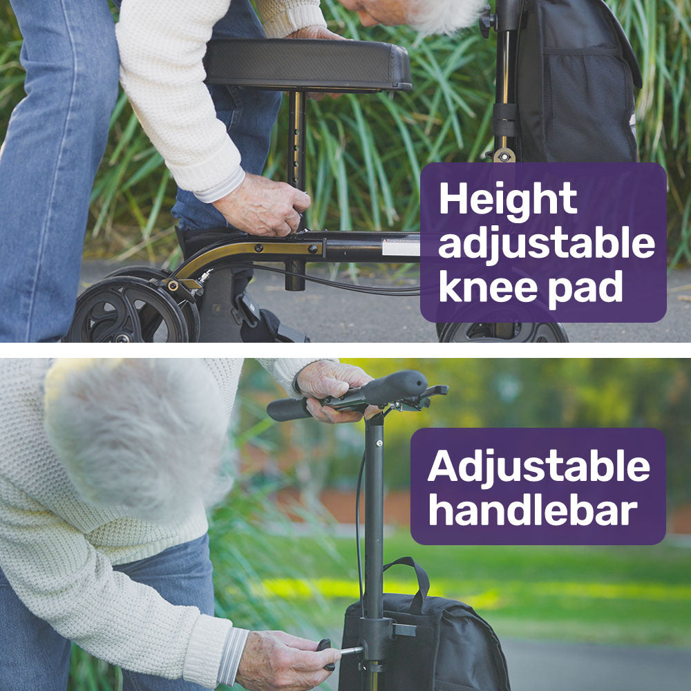 Easy-Roller Knee Scooter Walker Dual Brakes Black