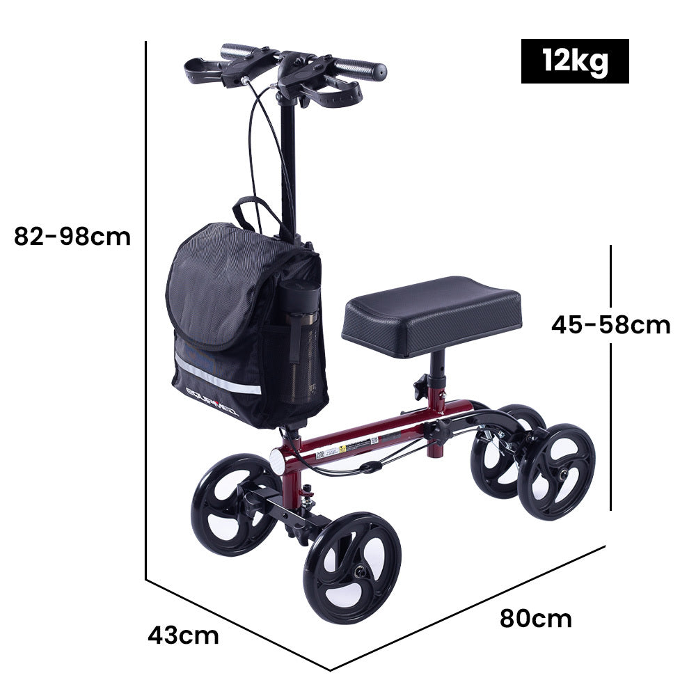 Easy-Roller Knee Scooter Walker Dual Brakes Red