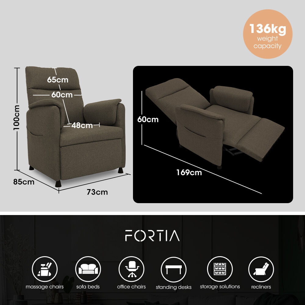 FORTIA Electric Recliner Armchair Single Beige
