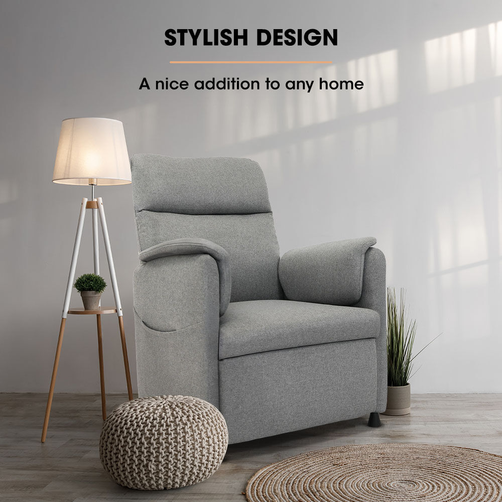 FORTIA Single Electric Recliner Armchair Grey