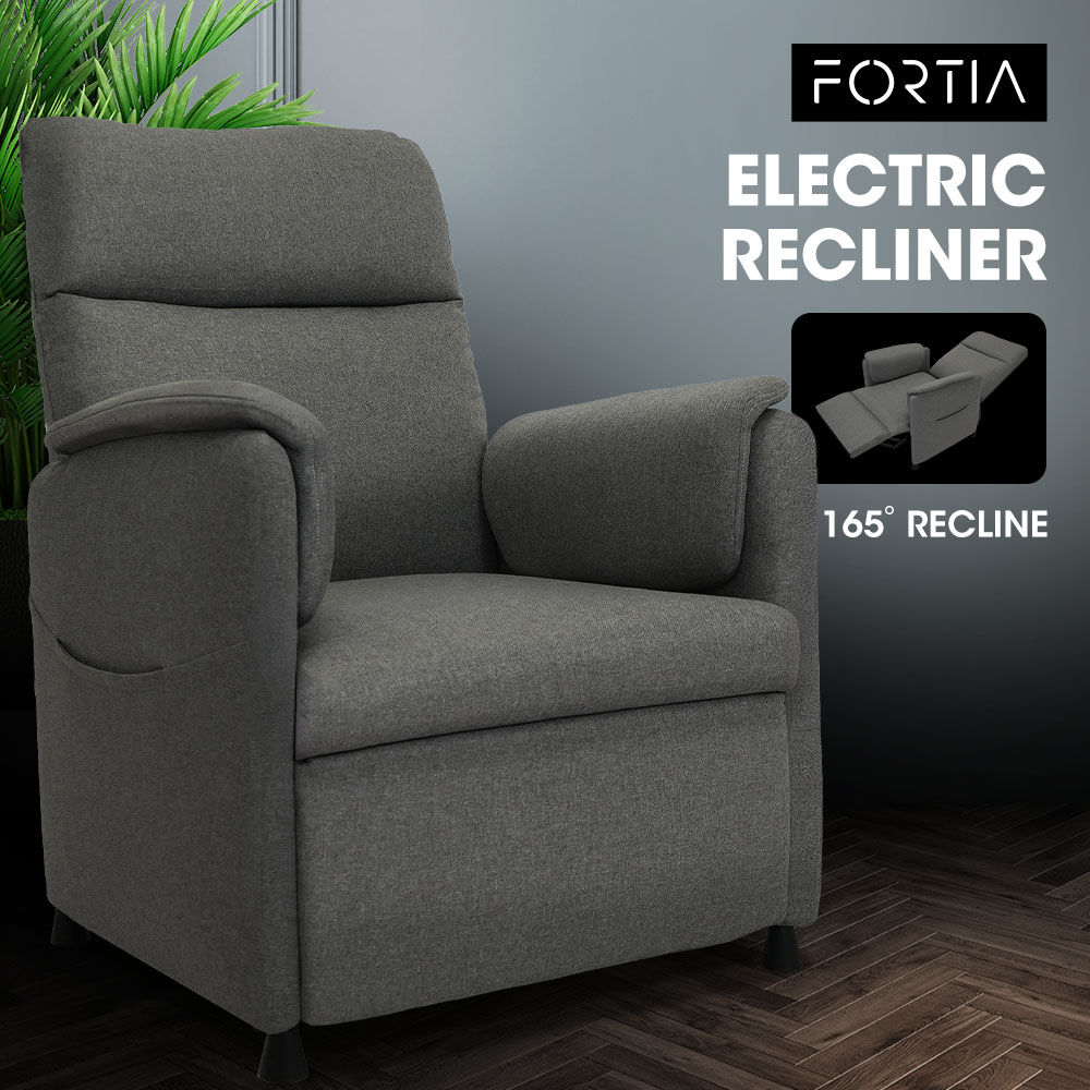 FORTIA Single Electric Recliner Armchair Grey