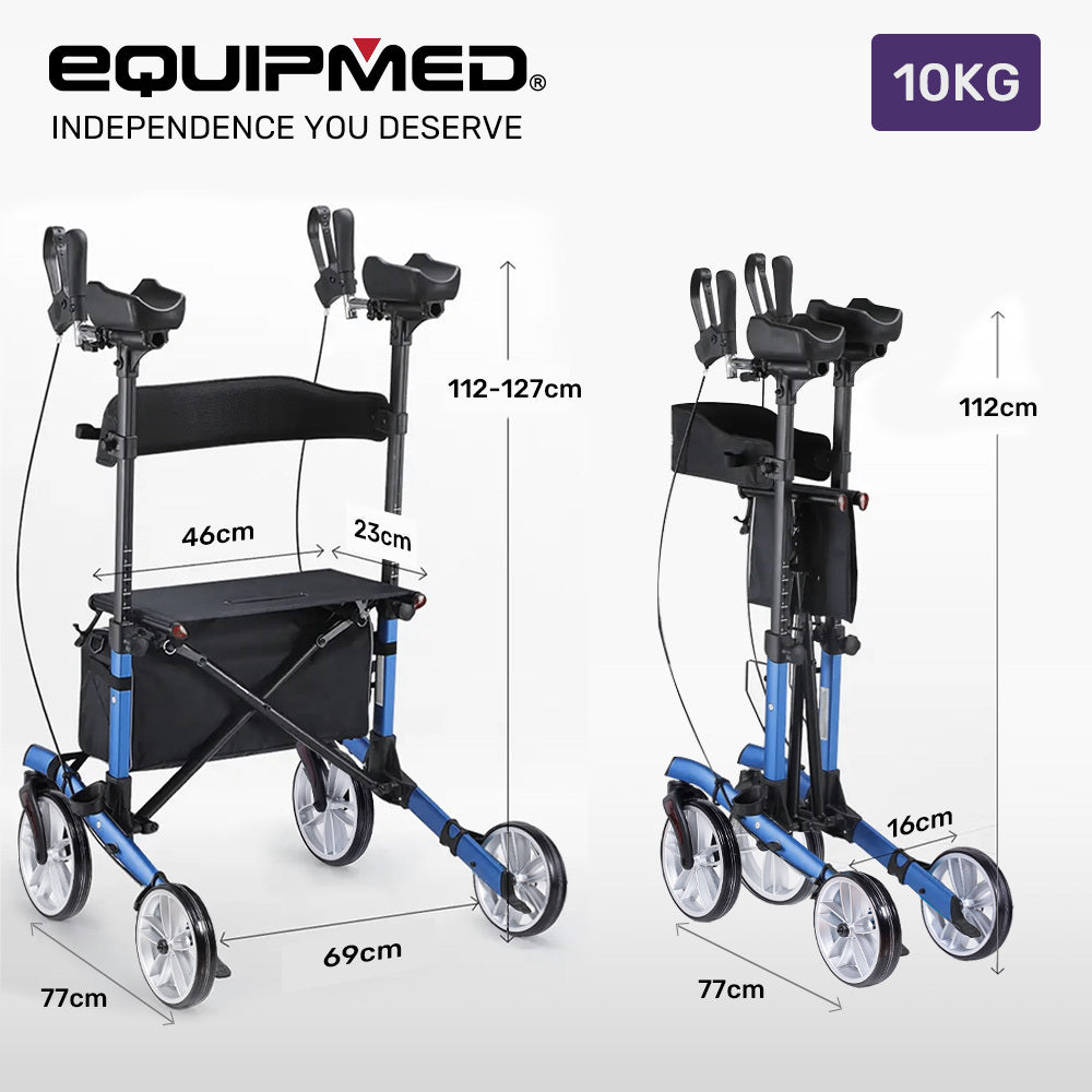 ErgoStride 69cm Upright Rollator Walker with Forearm Support Blue