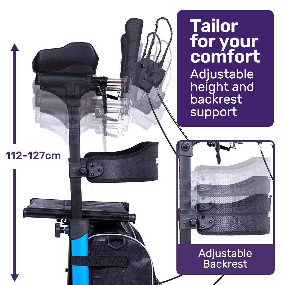 ErgoStride 69cm Upright Rollator Walker with Forearm Support Blue