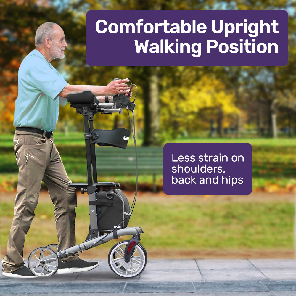 ErgoStride Upright Rollator Walker with Forearm Supports Grey