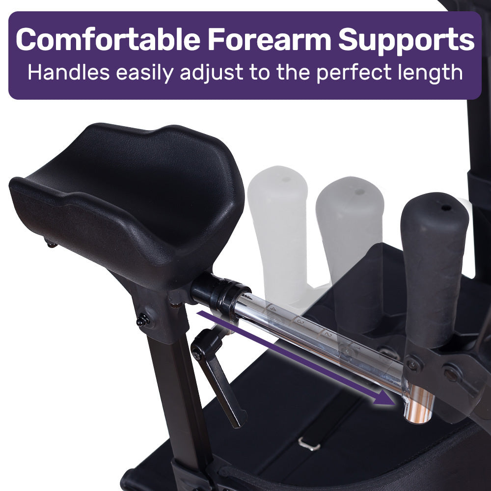 ErgoStride Upright Rollator Walker with Forearm Supports Grey