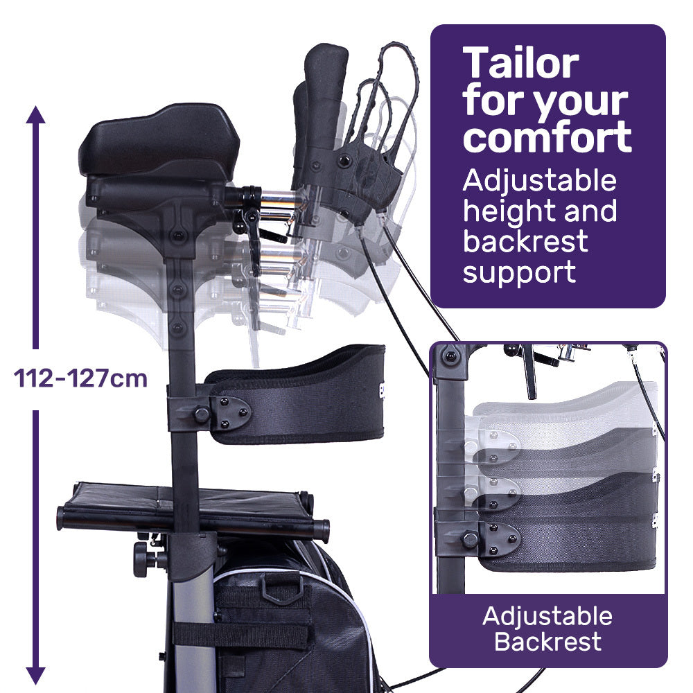 ErgoStride Upright Rollator Walker with Forearm Supports Grey