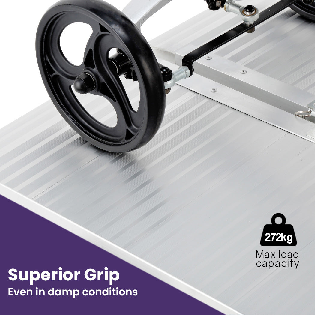 Equipmed 123cm Aluminium Folding Access Ramp 272kg Silver