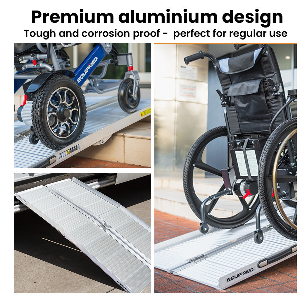Equipmed 123cm Aluminium Folding Access Ramp 272kg Silver