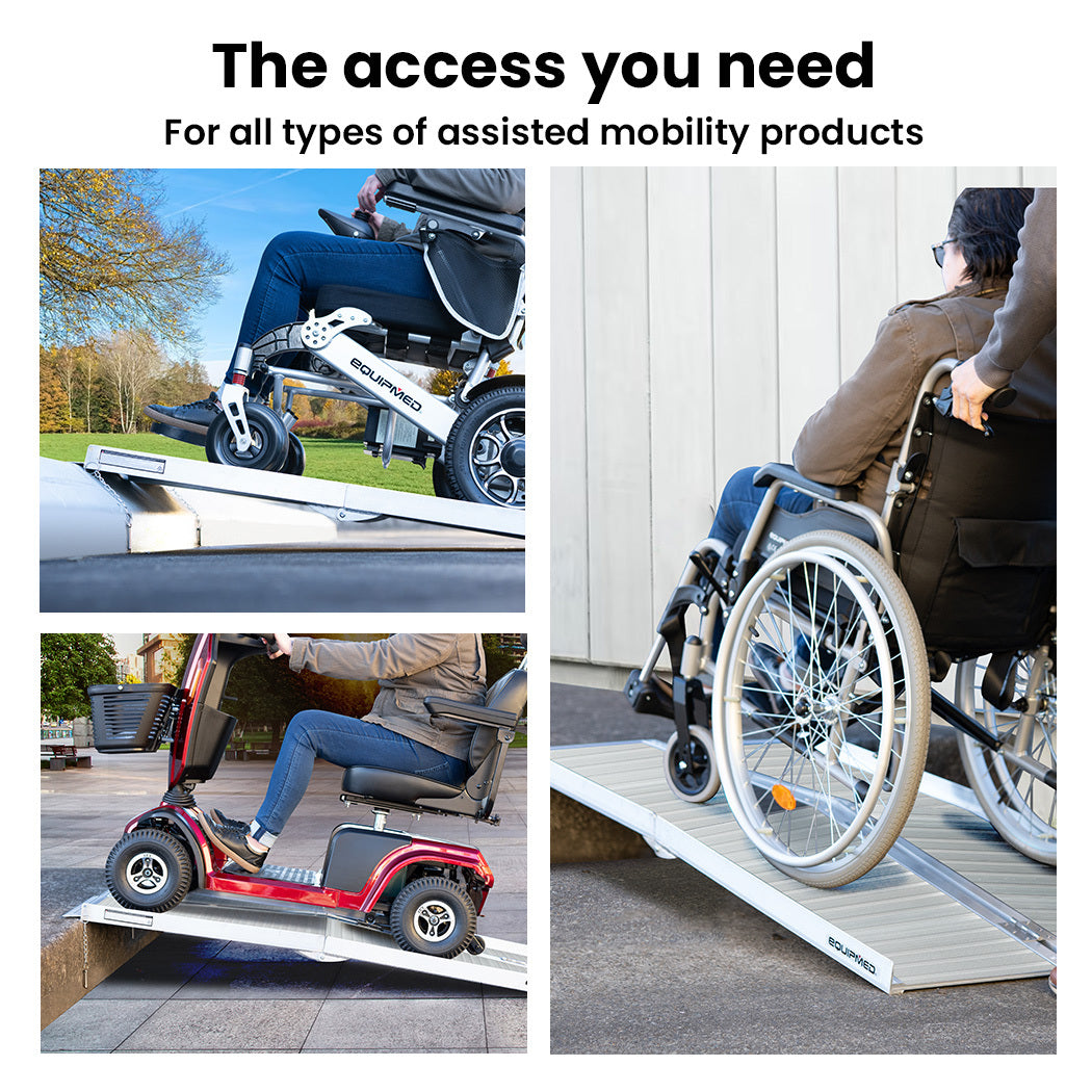 Equipmed 123cm Aluminium Folding Access Ramp 272kg Silver